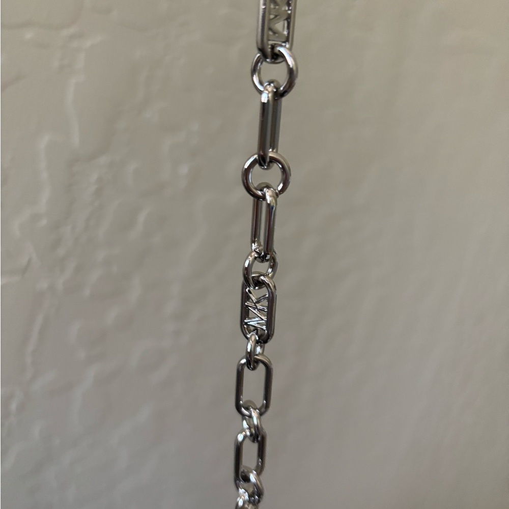 NWT Michael Kors Empire Medium Chain Pouchette Mirror Silver - Picture 8 of 11